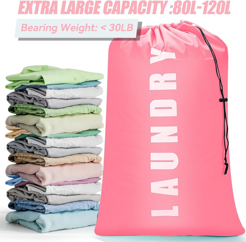 Isink Laundry Bag,2 Pack Travel Laundry Bags for Dirty Clothes,Large Laundry Bags for Camping & Traveling,Dirty Clothes Travel Bag,24" x 36" (Cyan + Pink) - Image 4